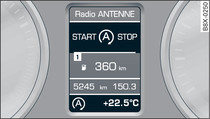 Gösterge tablosu: Motor kapalı (Stop-evresi)